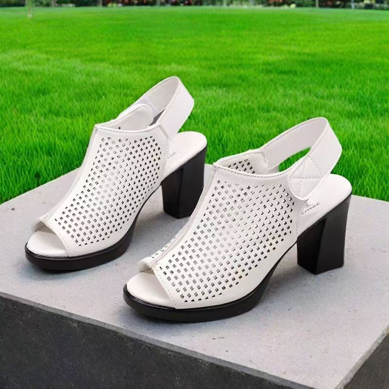 Velcro Strap Sandal - Sandal Wanita Ukuran Besar Hak Tinggi