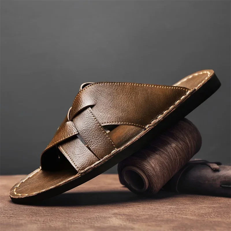 Sandal Kasual Pria Kulit Asli  - Men'S Shoes Top Brands ulasan dan harga
