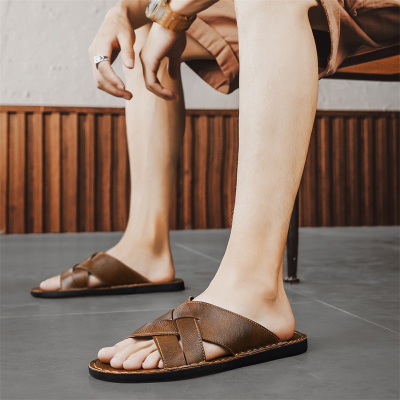 Sandal Kasual Pria Kulit Asli  - Men'S Shoes Top Brands ulasan dan harga