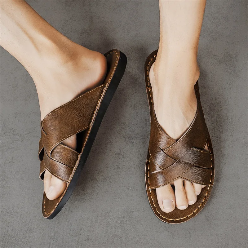 Sandal Kasual Pria Kulit Asli  - Men'S Shoes Top Brands ulasan dan harga