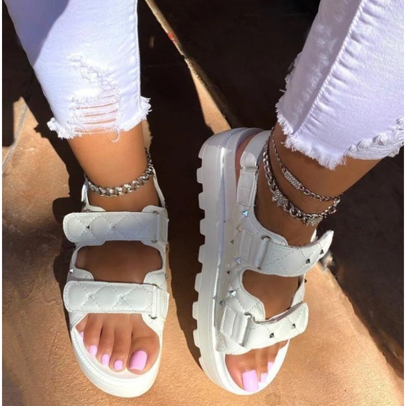 Sandal sol tebal untuk wanita, - Velcro Strap Sandal ulasan dan harga