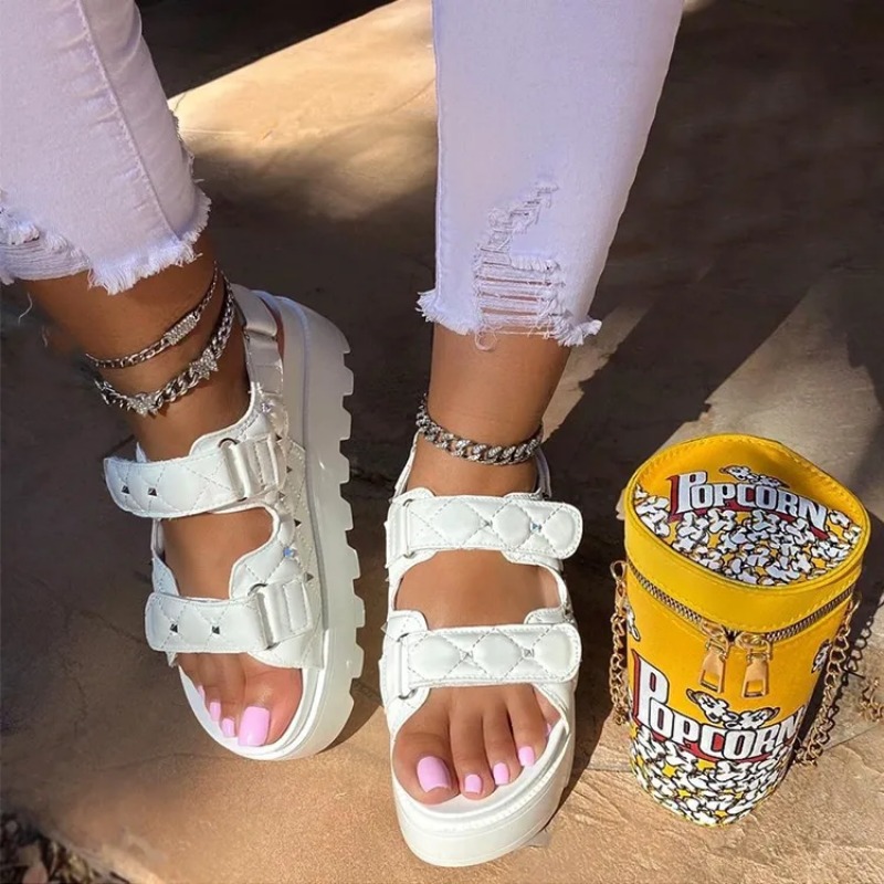 Sandal sol tebal untuk wanita, - Velcro Strap Sandal ulasan dan harga