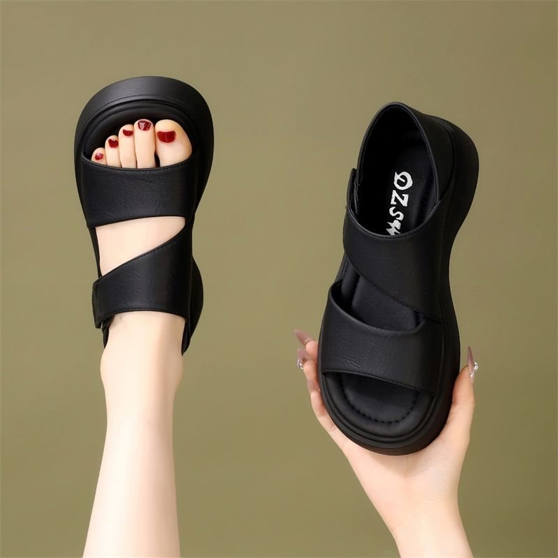 Sandal Wanita Hitam Serbaguna  - Velcro Strap Sandal ulasan dan harga